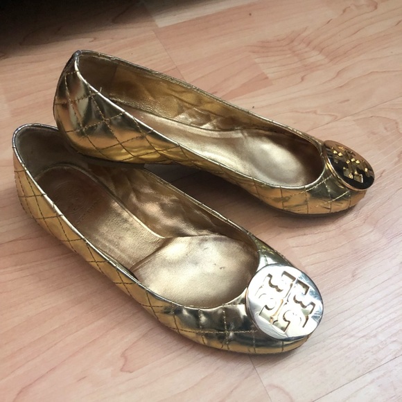 Tory Burch gold flats size 6 - Picture 1 of 8